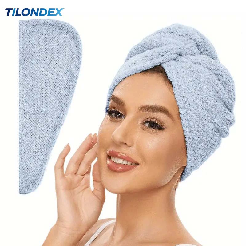 Hair Turban Towel - 틸론덱스 1개입 스트라이프 코랄 플리스 헤어