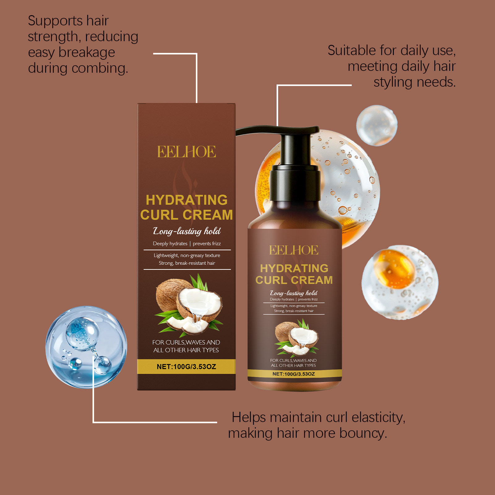 물결 모양과 곱슬머리를 위한 컬 스타일링 크림, 곱슬거 - Hair Care Long Hair 리뷰 및 가격