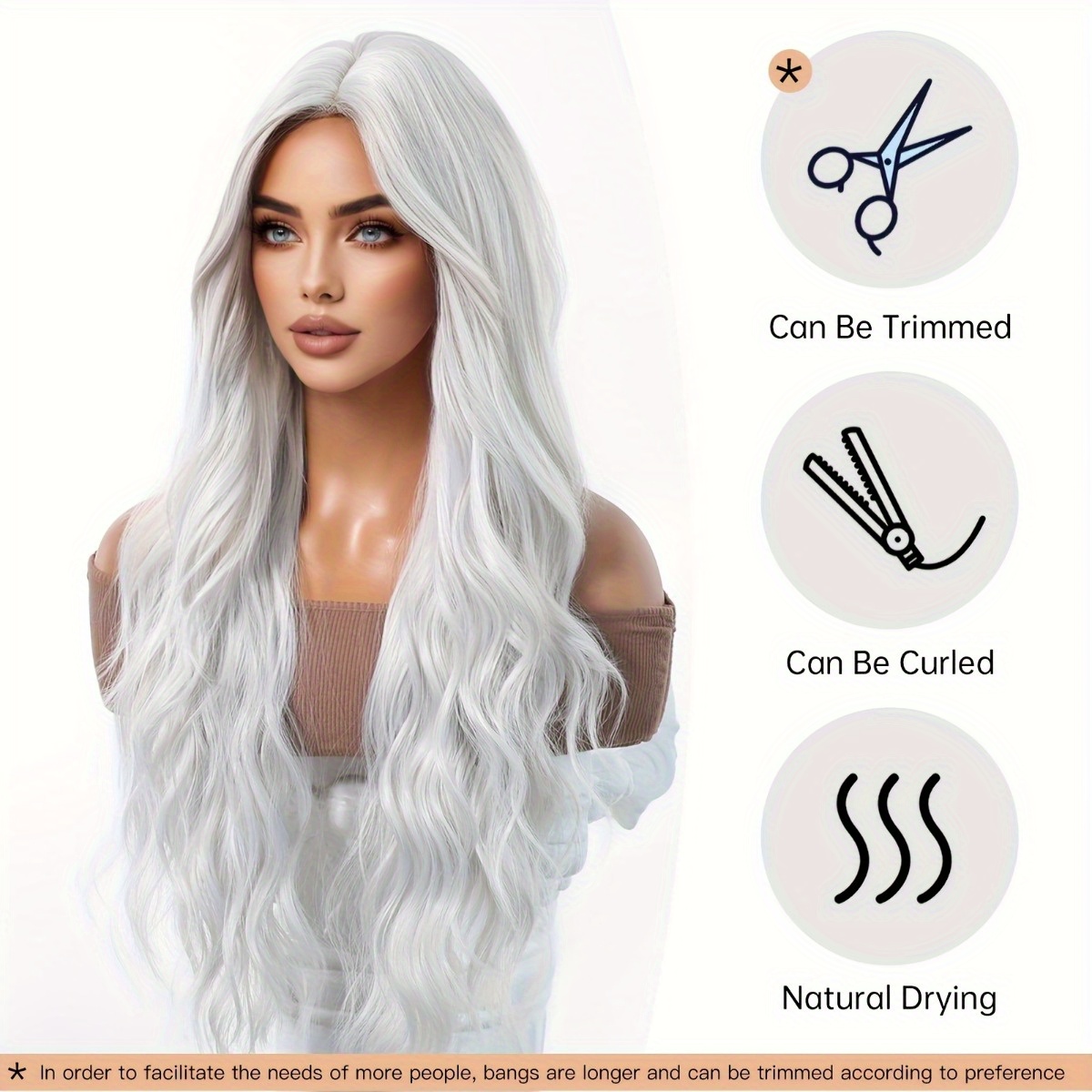 안신 브랜드 합성 섬유 가발: 은백색 자연스러운 큰 웨 - Hair Care Long Hair 리뷰 및 가격
