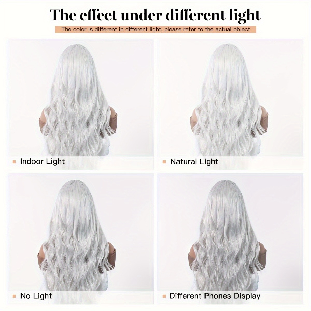 안신 브랜드 합성 섬유 가발: 은백색 자연스러운 큰 웨 - Hair Care Long Hair 리뷰 및 가격