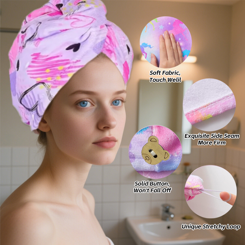 고흡수성 프린트 헤어 타월 랩 세트 (2개입) 마이크로 - Hair Turban Towel 리뷰 및 가격