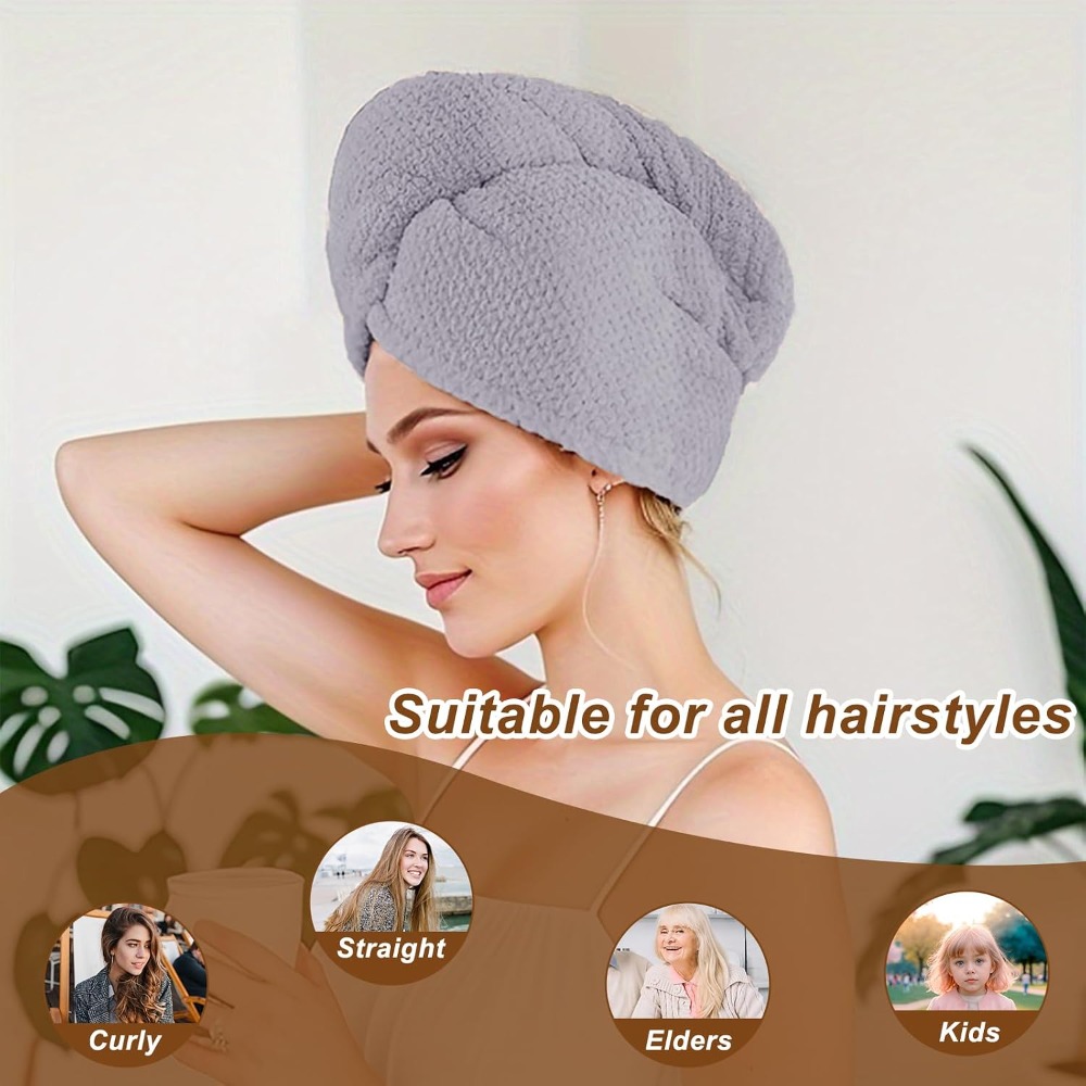 여성용 마이크로파이버 헤어 타월 랩 3개 세트, 부드럽 - Hair Turban Towel 리뷰 및 가격