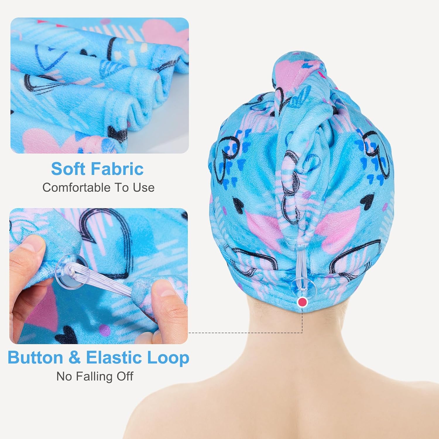1개 물 흡수 빠른 건조 헤어 타월 캡 - 디지털 프린 - Hair Turban Towel 리뷰 및 가격
