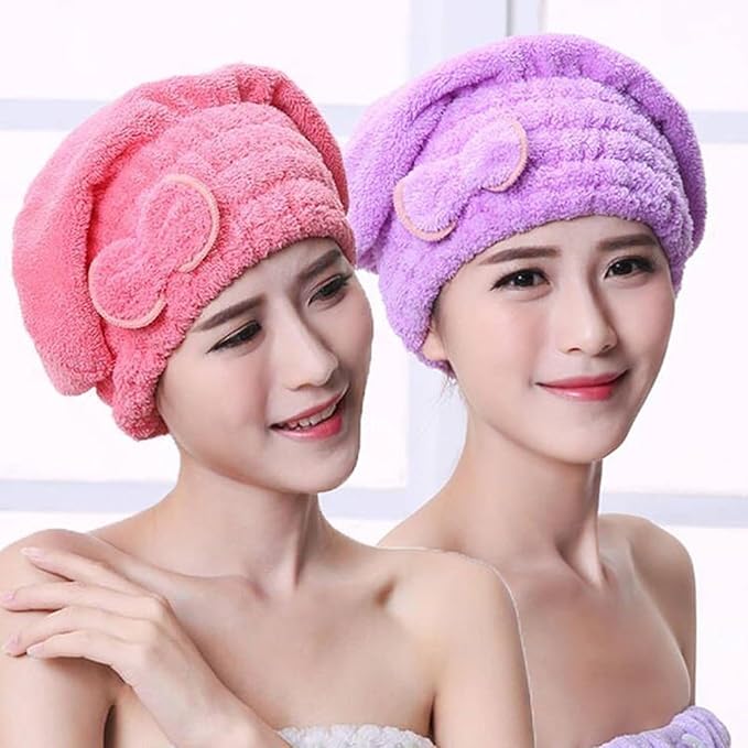 여성용 2피스 광택 마이크로파이버 헤어 타월 캡, 초흡 - Hair Turban Towel 리뷰 및 가격